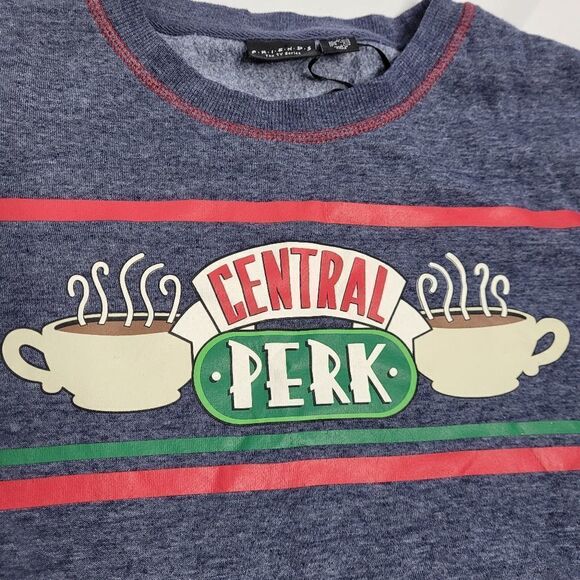 FRIENDS Central Perk blue crew neck cropped sweatshirt M - Picture 4 of 7